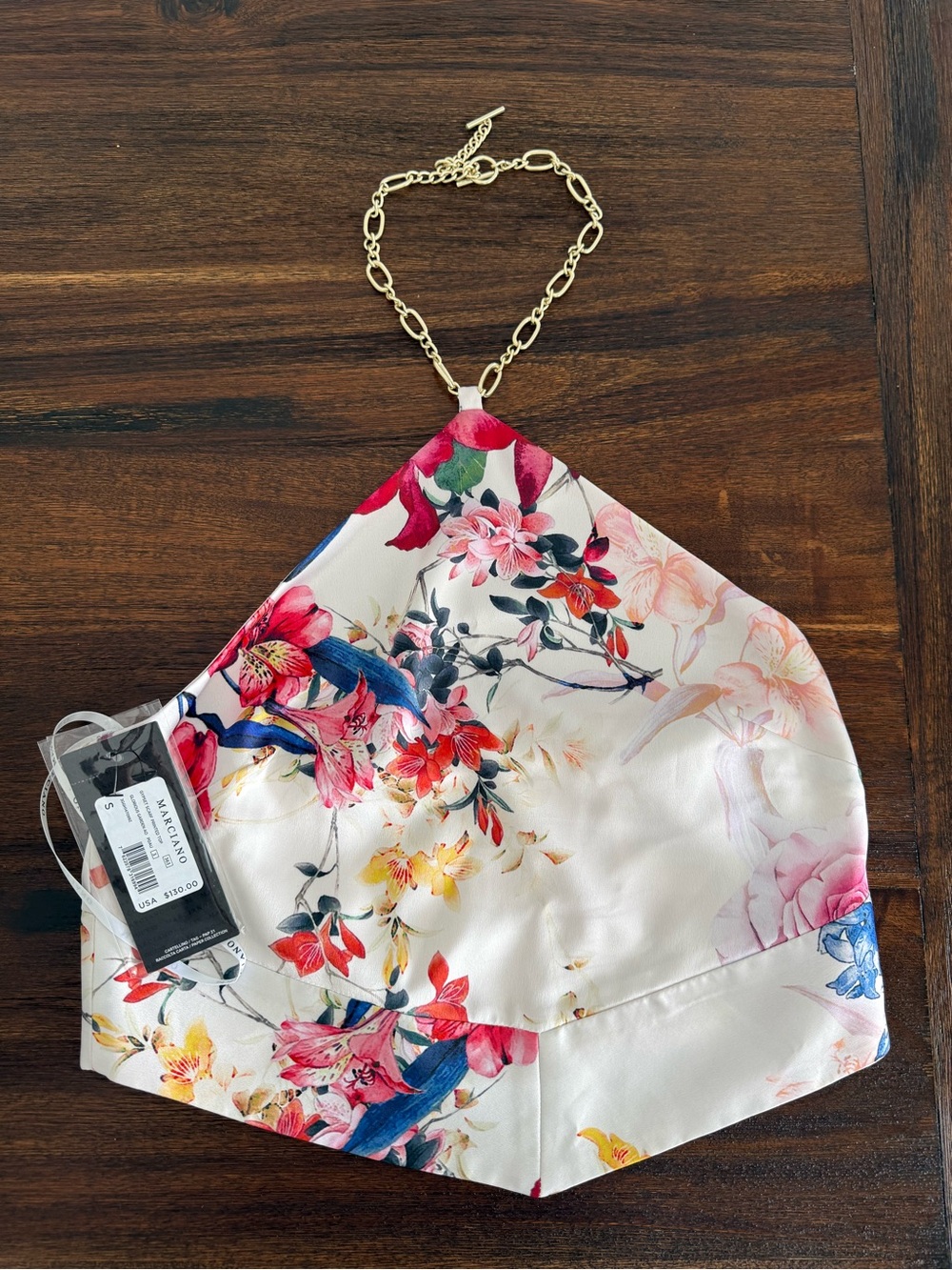 NWT Mariano Floral Satin Halter Top Women’s Small